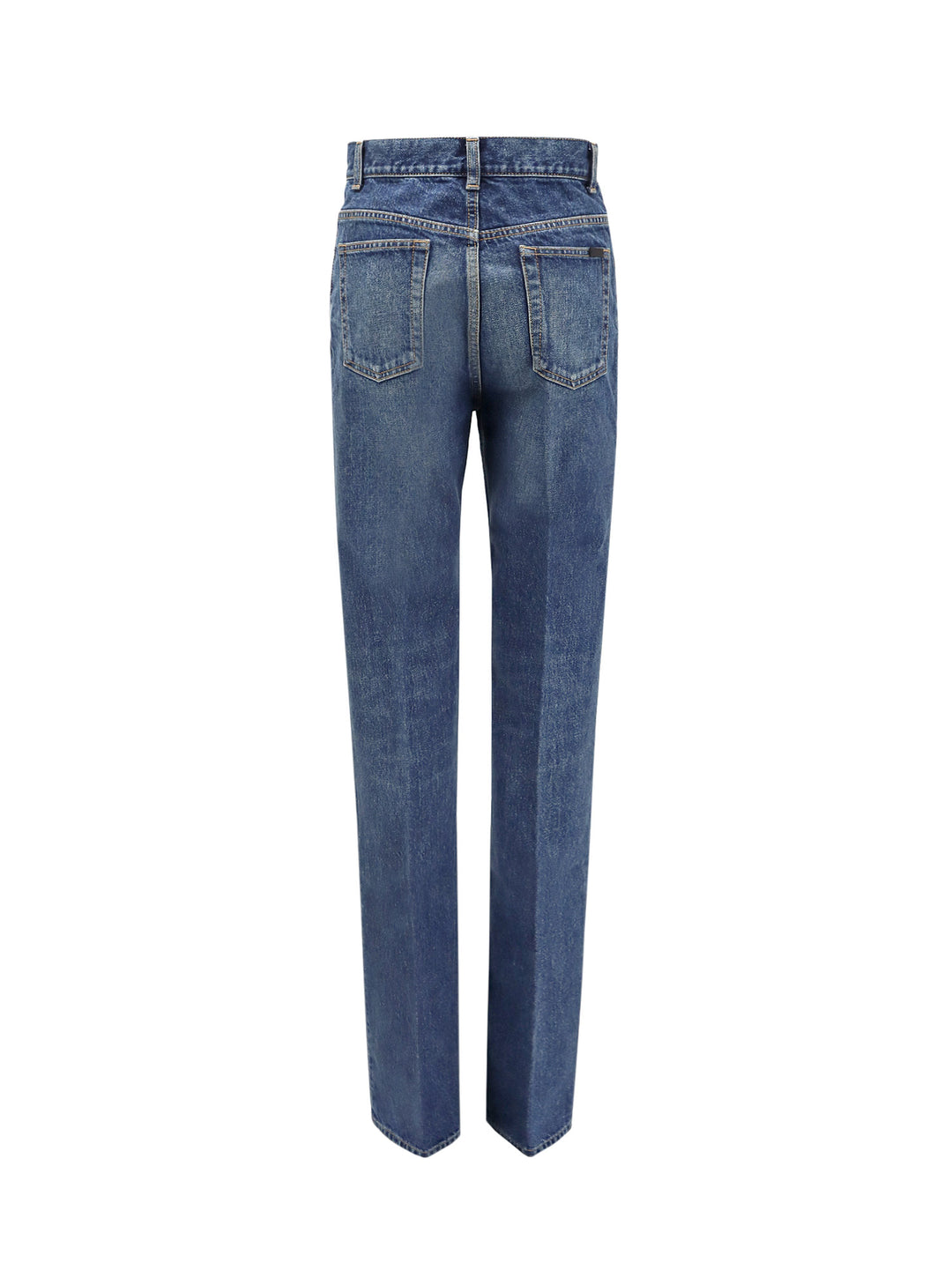 Jeans in cotone con patch logo posteriore