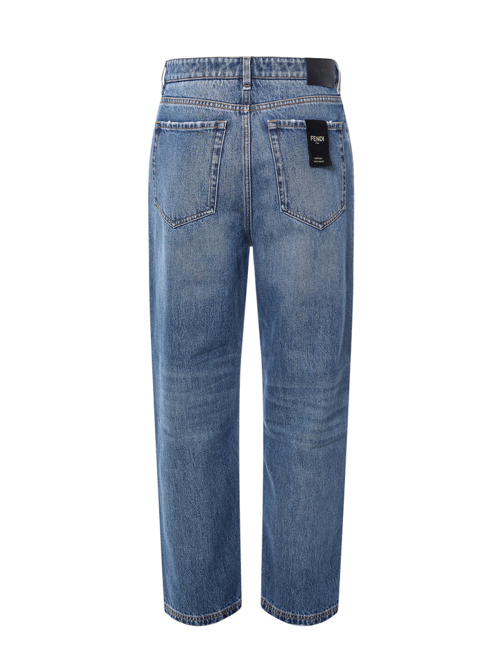 Jeans in cotone con dettaglio FF in metallo