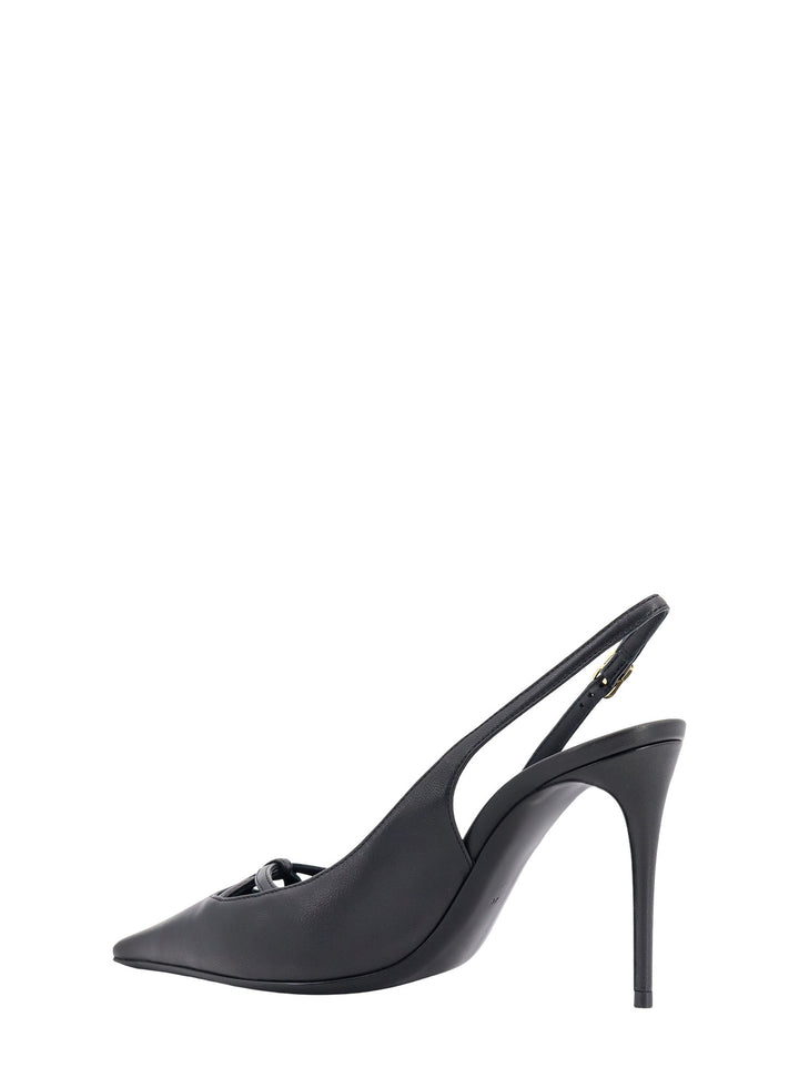 Slingback in pelle con Monogramma in metallo