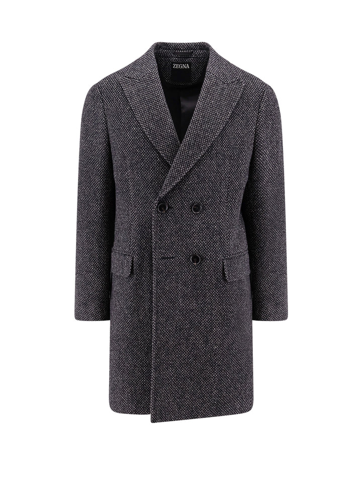 Cappotto microfantasia in lana e cashmere