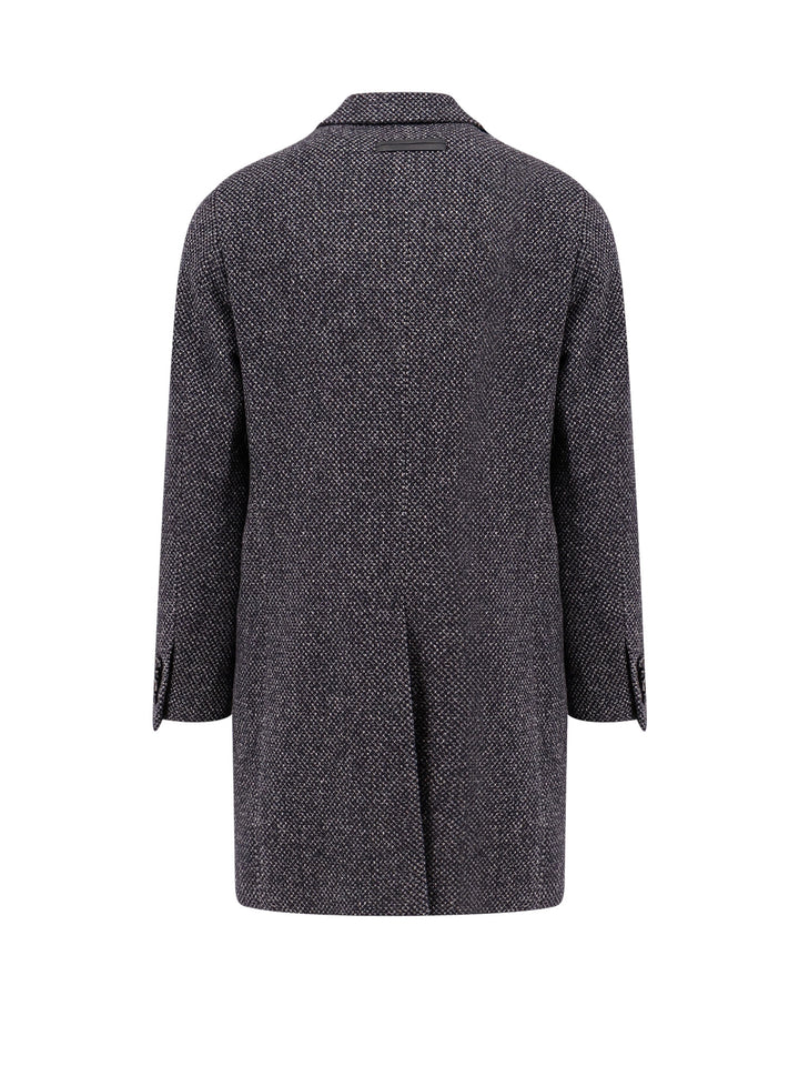 Cappotto microfantasia in lana e cashmere