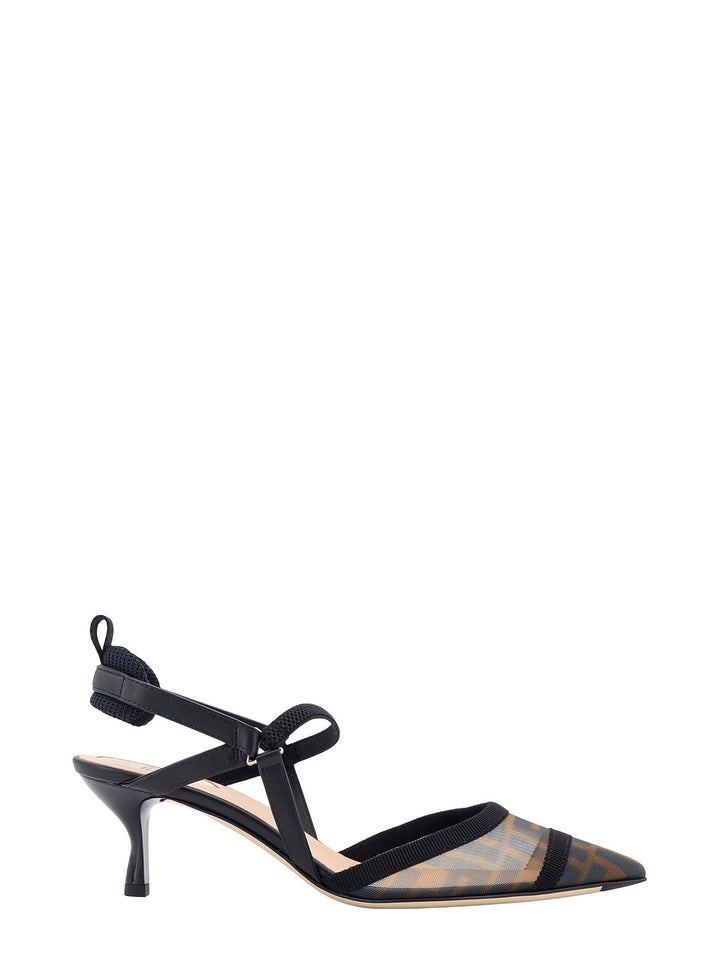 Slingback in pelle e mesh con motivo FF