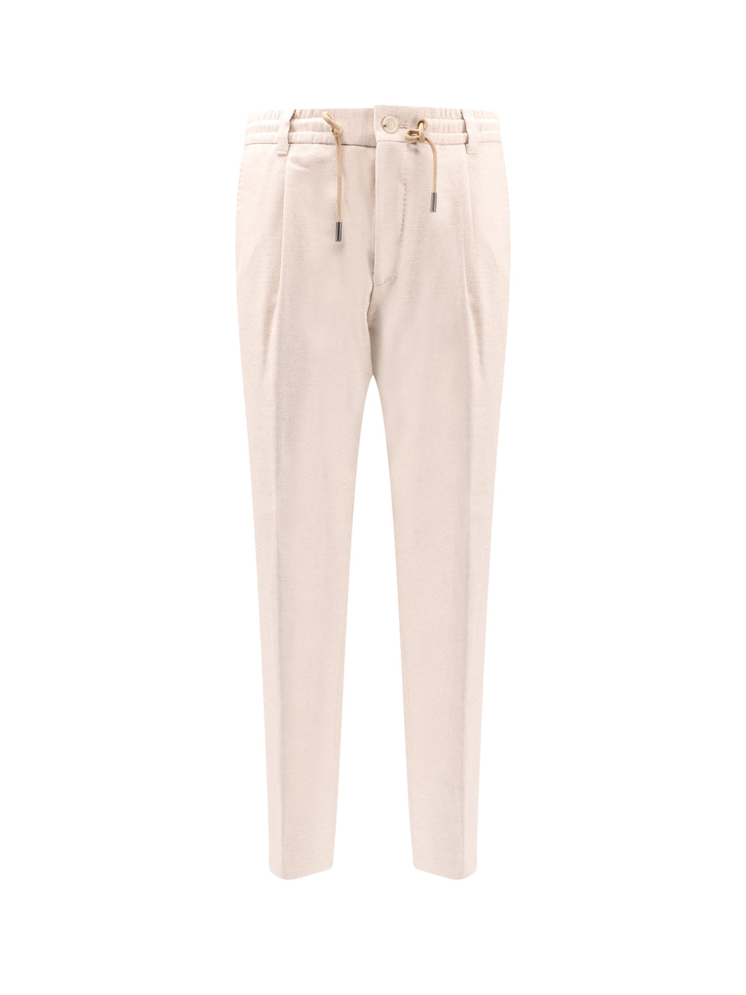 Pantalone in cotone e cashmere con fascia elastica e coulisse in vita