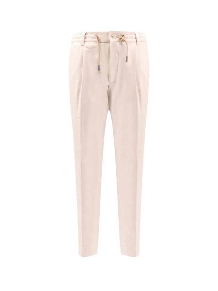 Pantalone in cotone e cashmere con fascia elastica e coulisse in vita