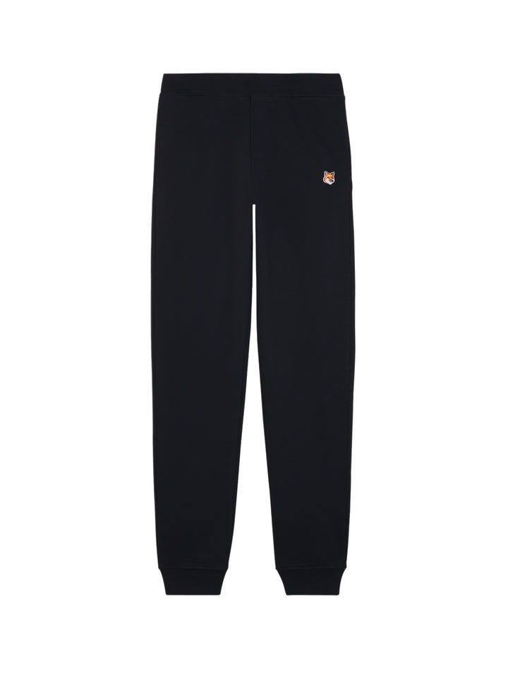 Pantalone jogging in cotone con patch logo ricamato frontale