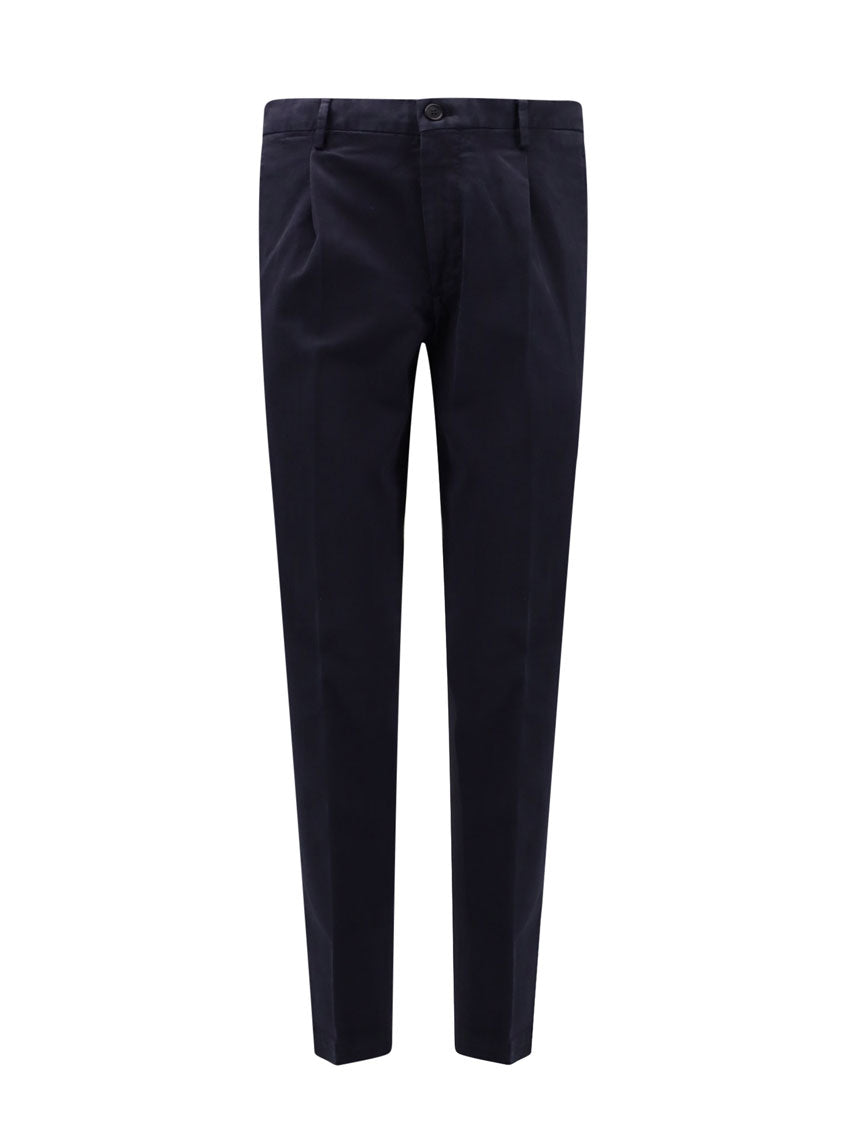 Pantalone  in cotone Tapered Fit con pinces e targhetta logo