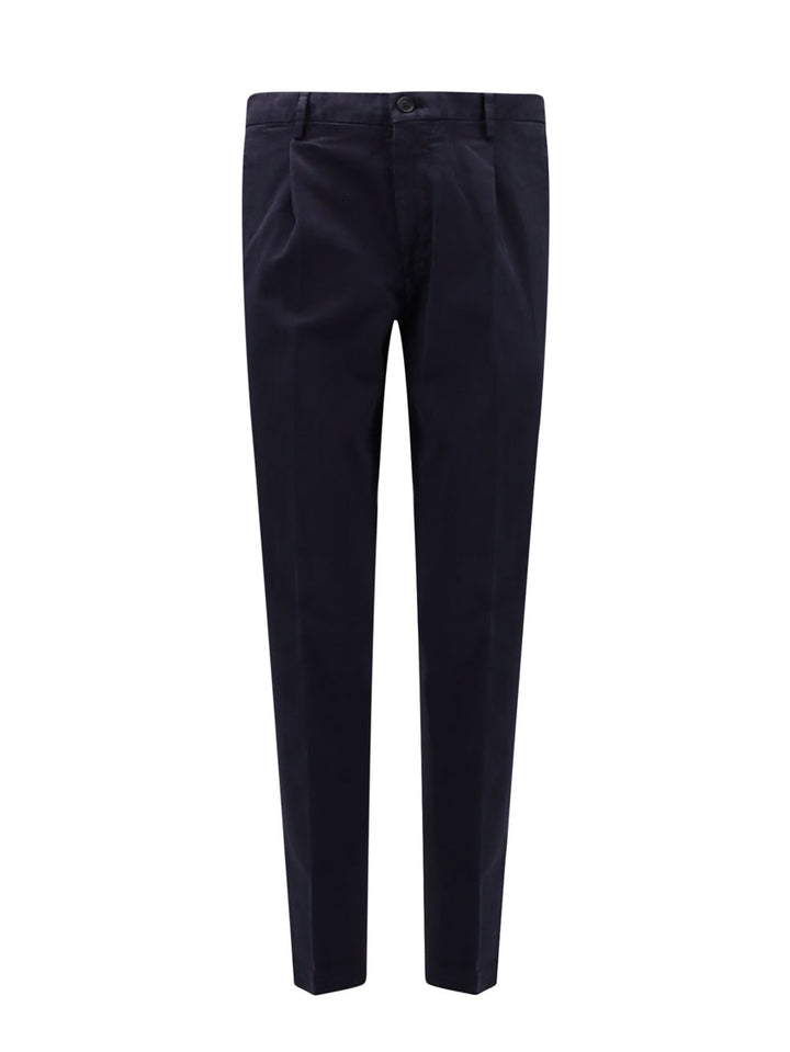 Pantalone  in cotone Tapered Fit con pinces e targhetta logo