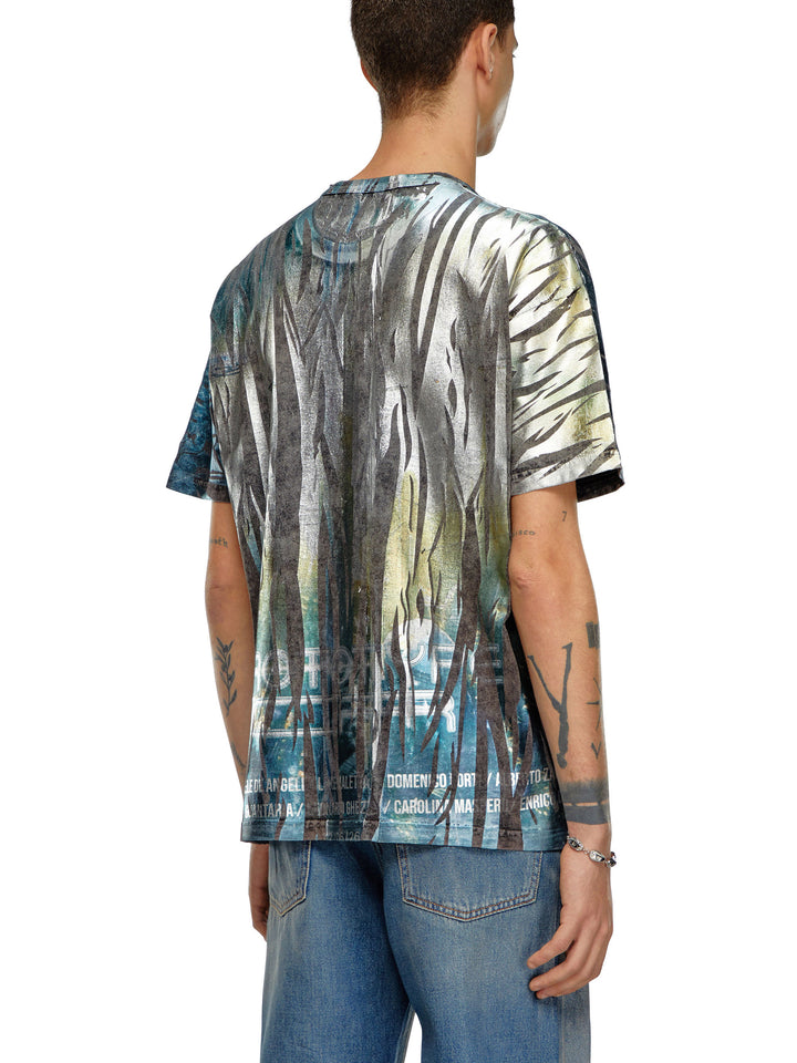 T-shirt in cotone con stampa metallizzata