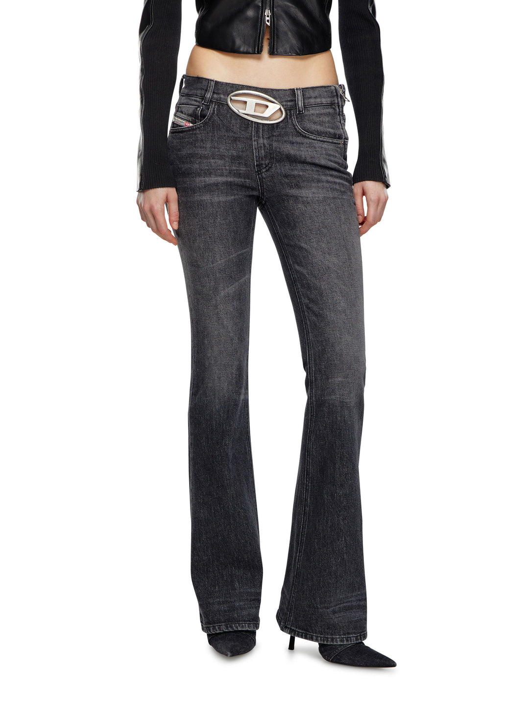 Jeans in cotone con logo Oval-D in metallo