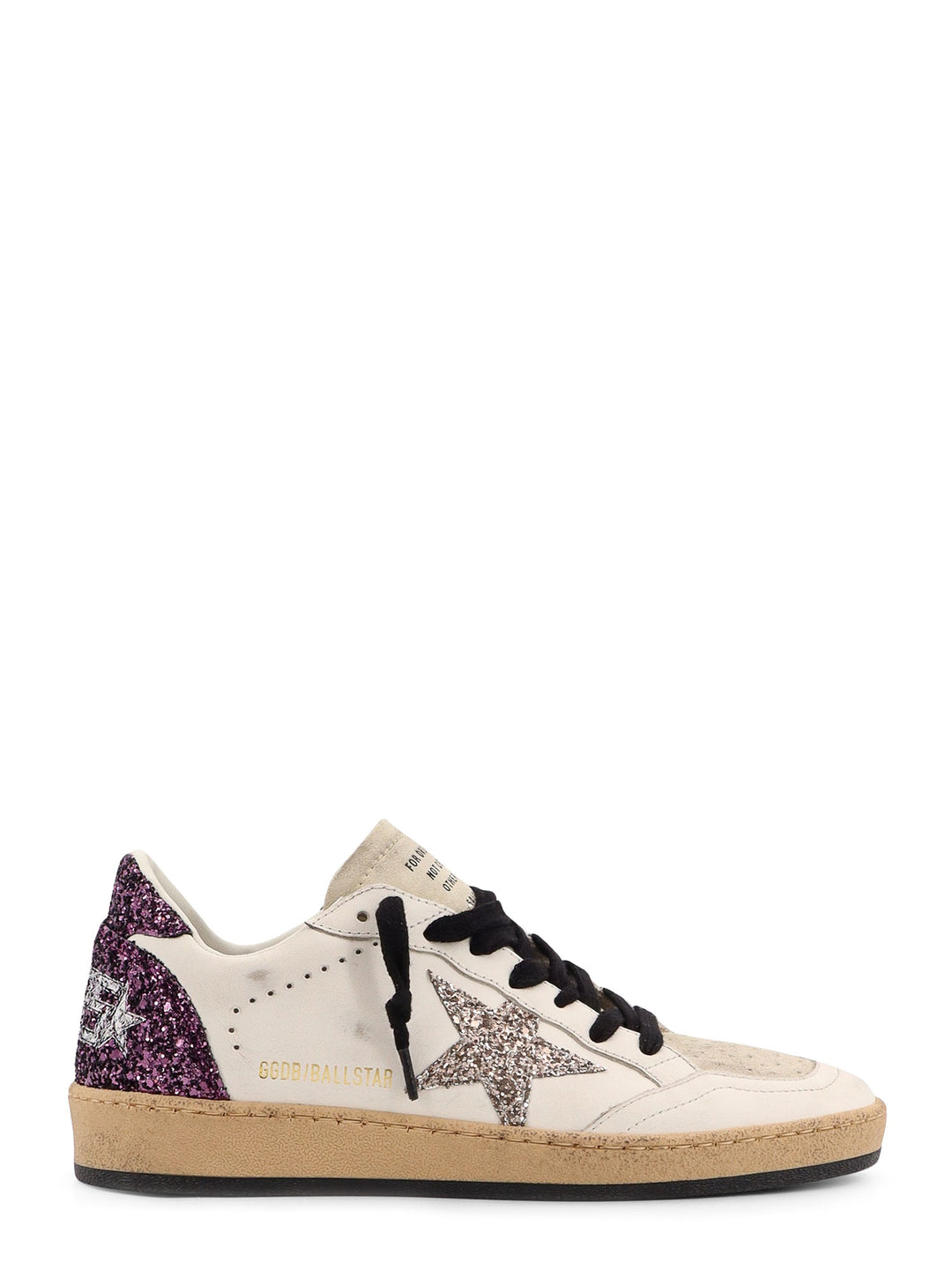 Sneakers in pelle e suede con dettaglio glitter