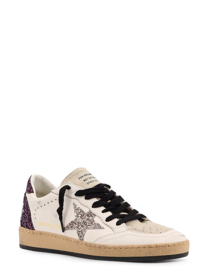 Sneakers in pelle e suede con dettaglio glitter