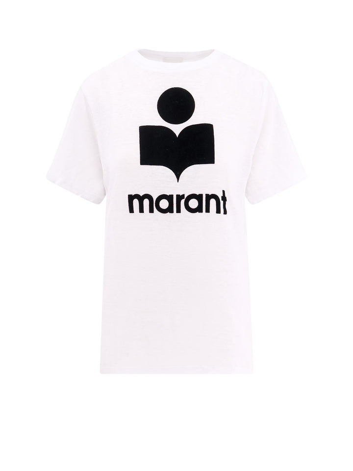 T-shirt in lino con logo floccato