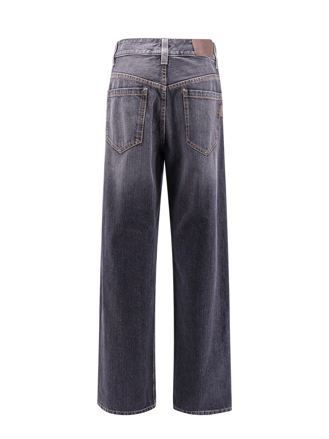 Pantalone in grey denim con iconica applicazione gioiello