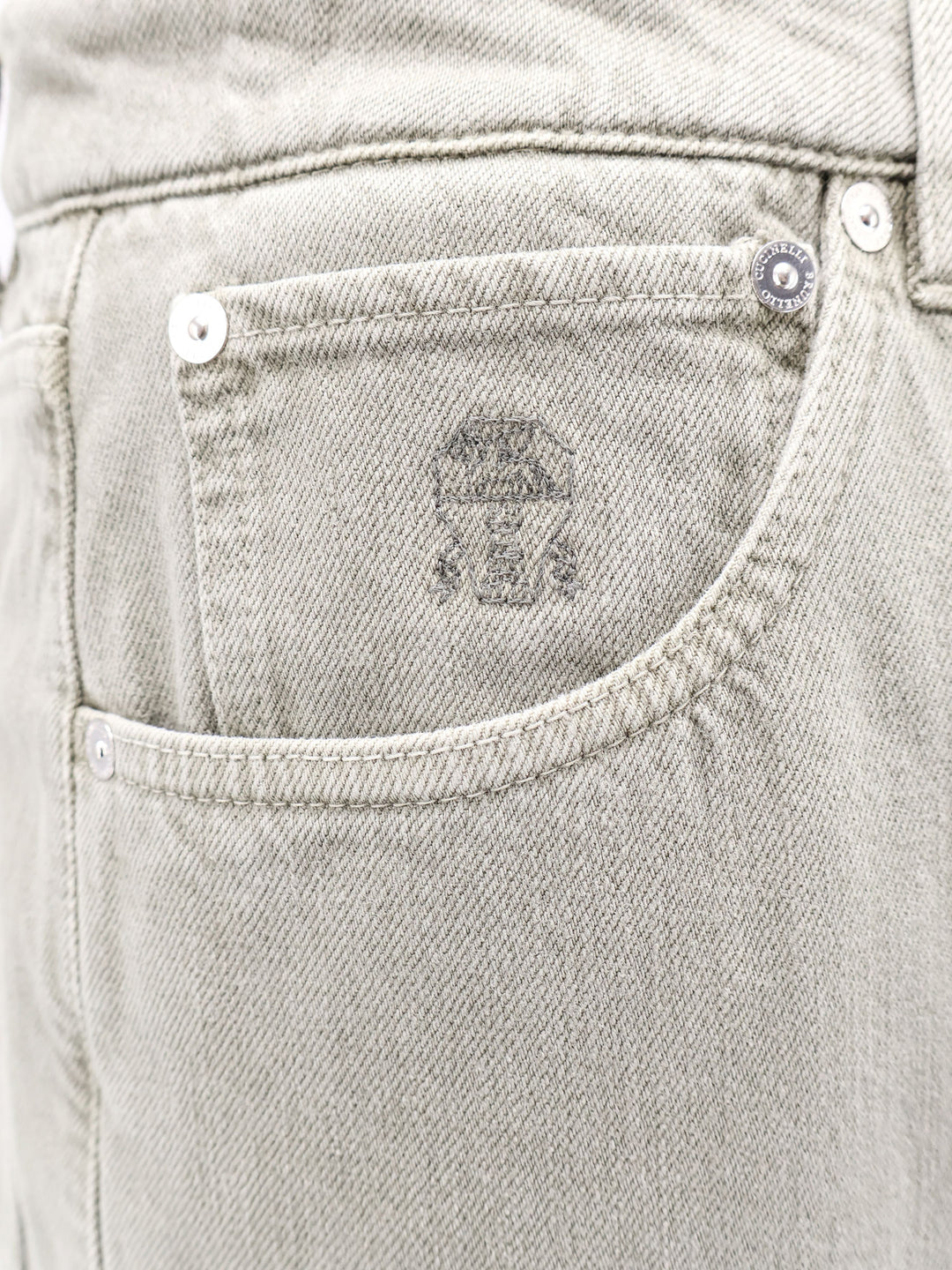 Pantalone in cotone con patch logo posteriore in pelle