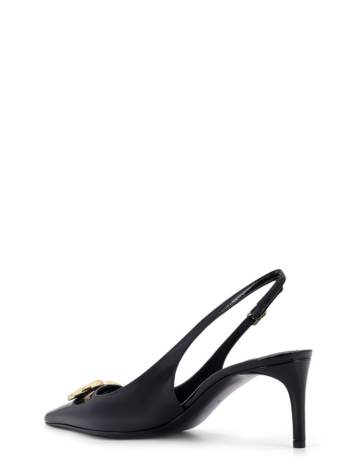 Slingback in pelle con Monogramma in metallo