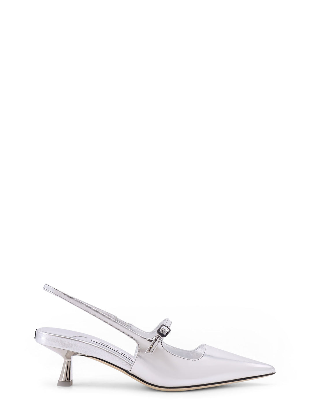 Slingback Didi 45 in pelle color argento effetto metallizzato