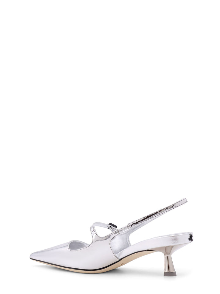 Slingback Didi 45 in pelle color argento effetto metallizzato