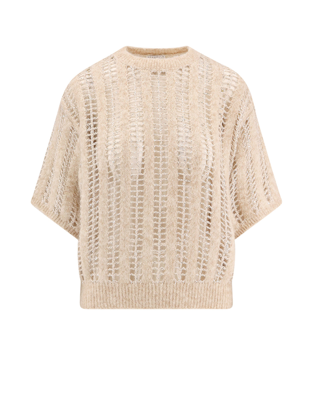 Maglia in lana e mohair con ricami all-over