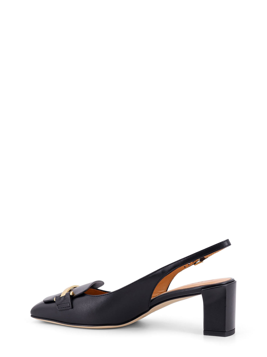 Slingback in pelle con dettaglio in metallo