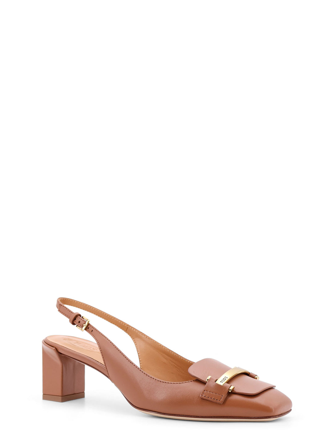 Slingback in pelle con dettaglio in metallo