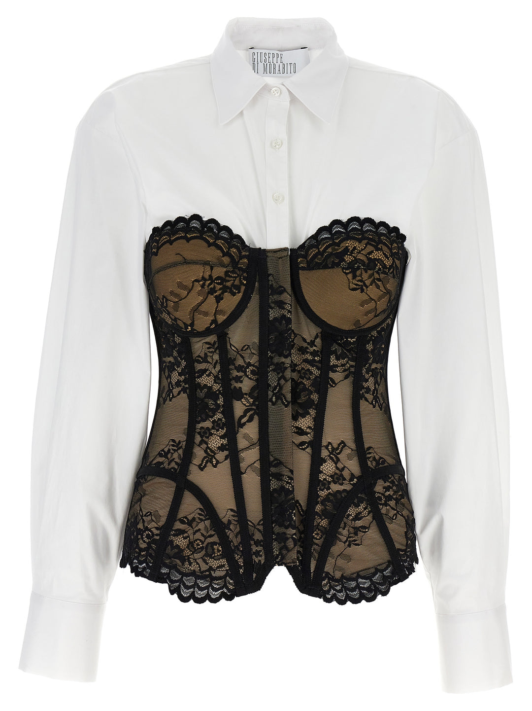 Lace Bodice Insert Shirt Camicie Bianco/Nero