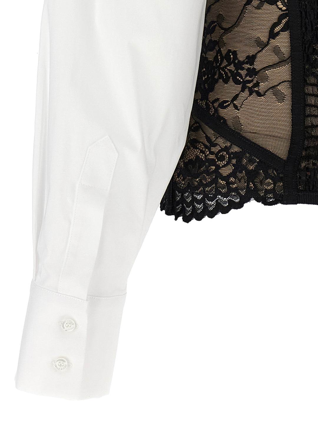 Lace Bodice Insert Shirt Camicie Bianco/Nero