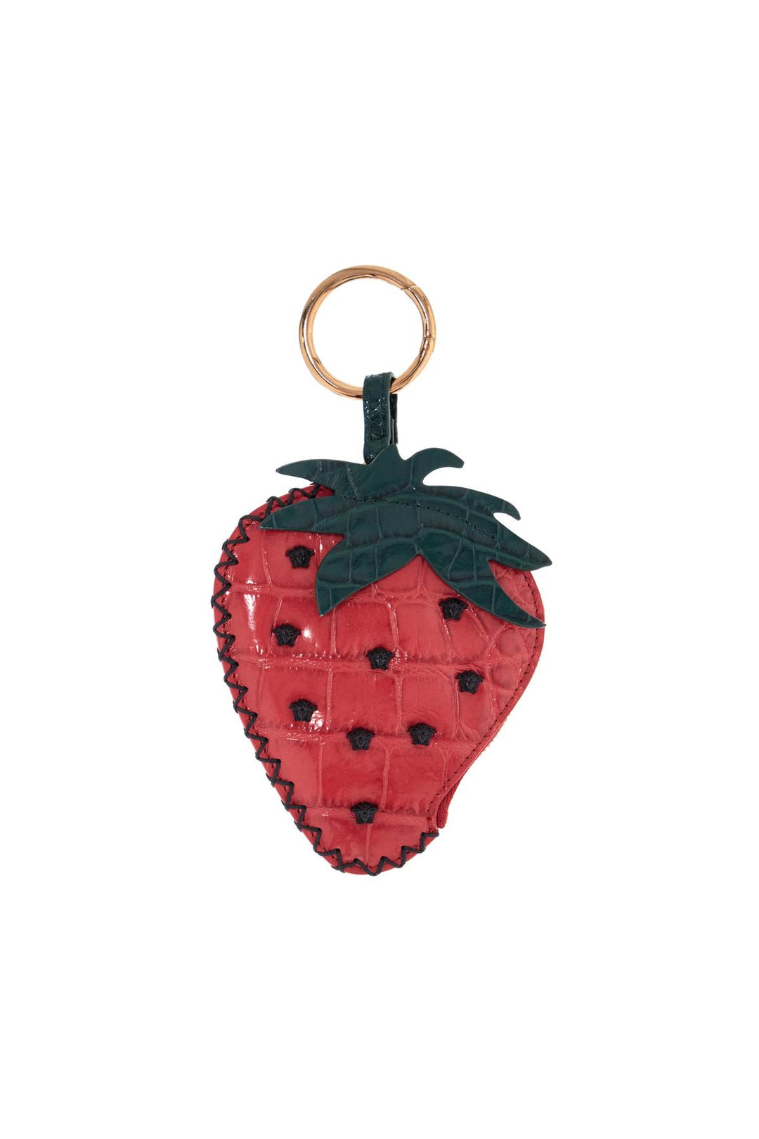 Charm Fragola In Pelle Stampa Cocco