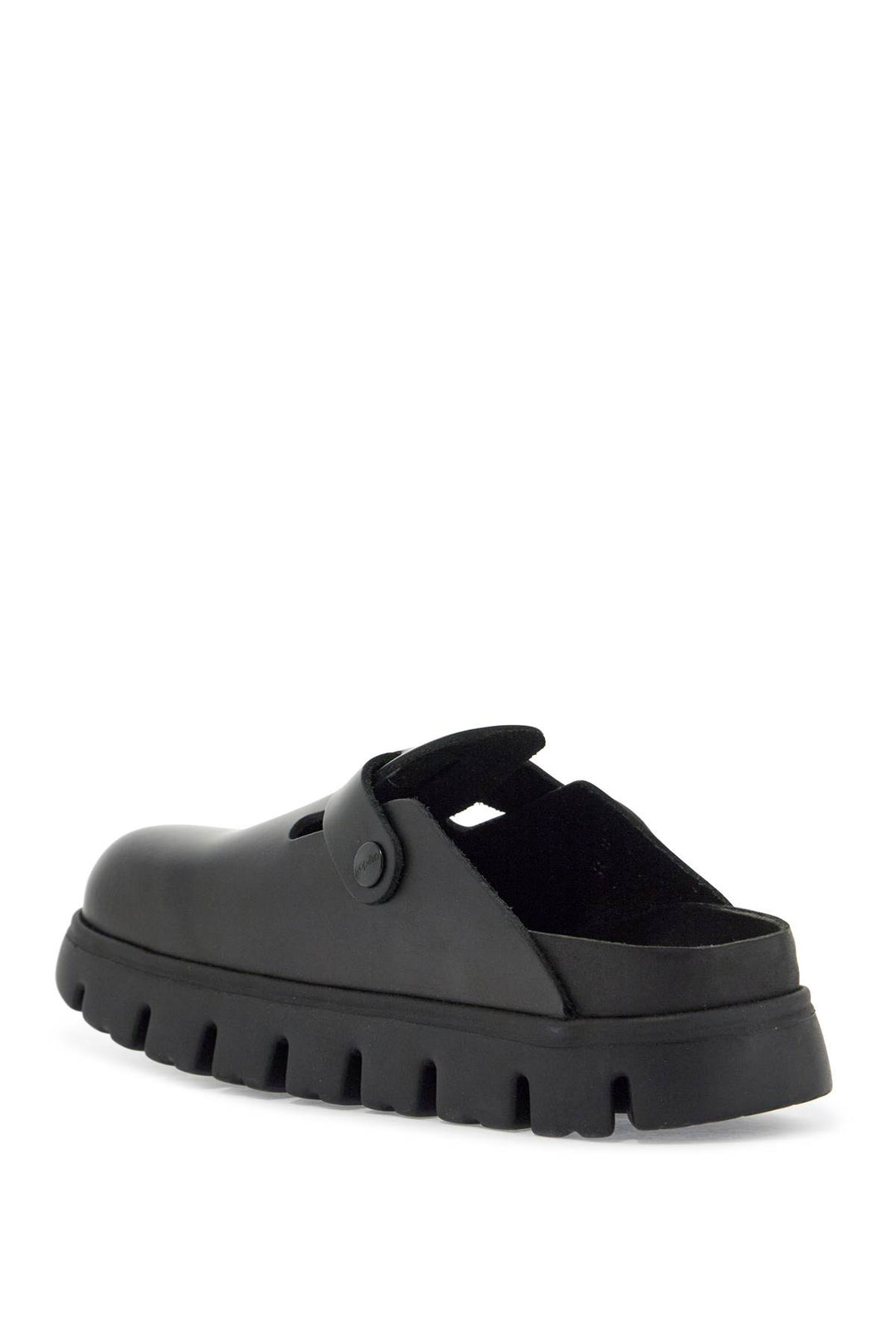 Slipper Boston Chunky In Pelle Naturale Nero Con Suola Dentellata