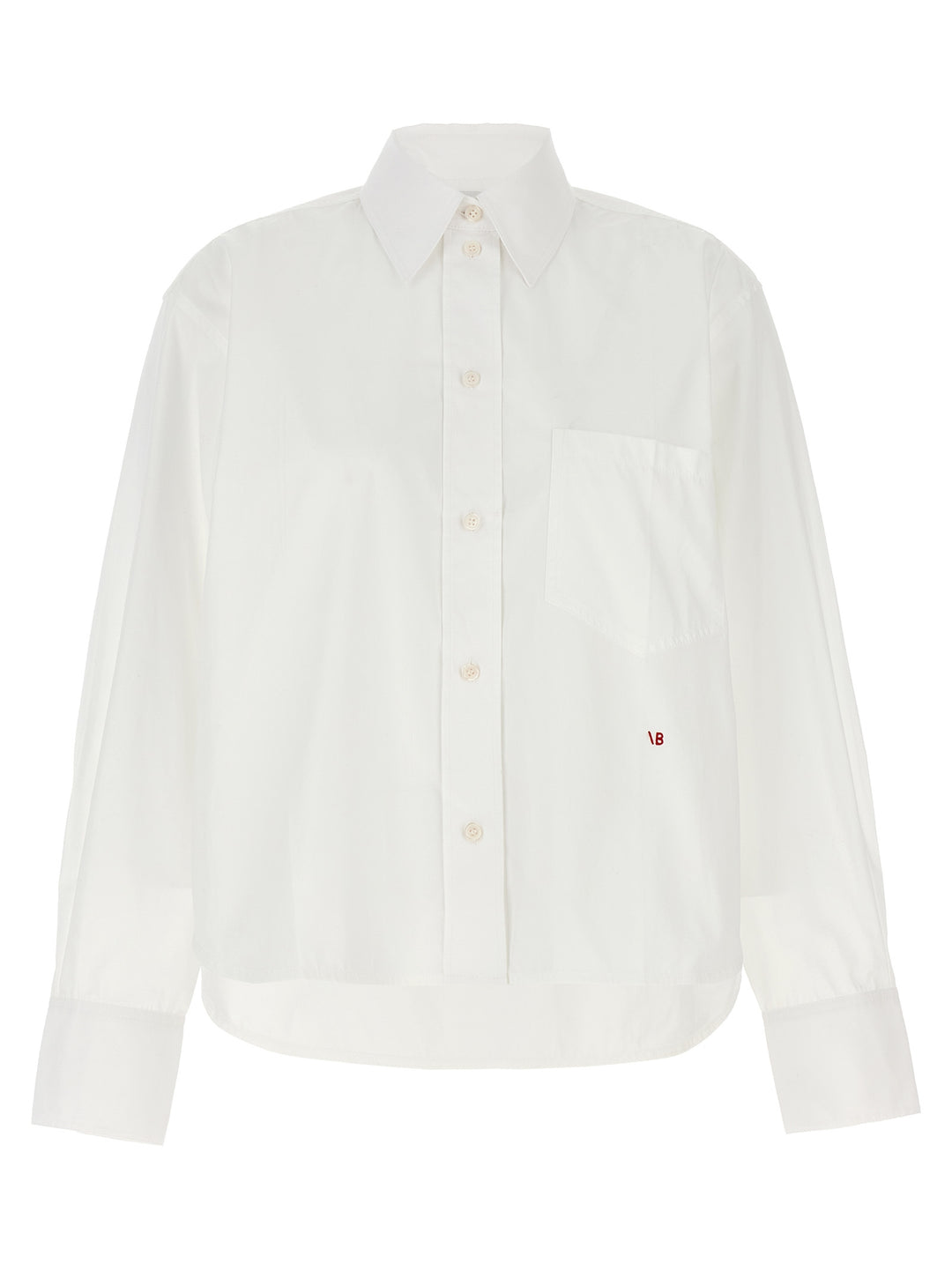 Cropped Shirt With Logo Embroidery Camicie Bianco