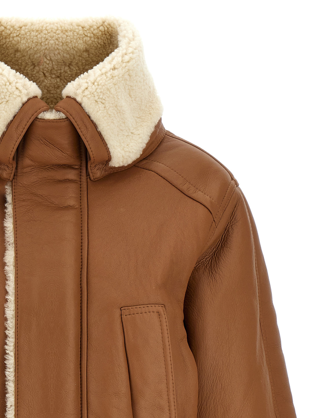 Shearling Pea Coat Pellicce Marrone