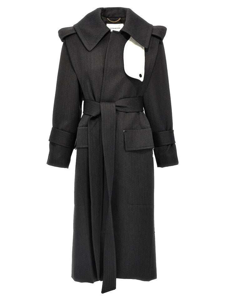 Belted Wool Trench Trench E Impermeabili Grigio