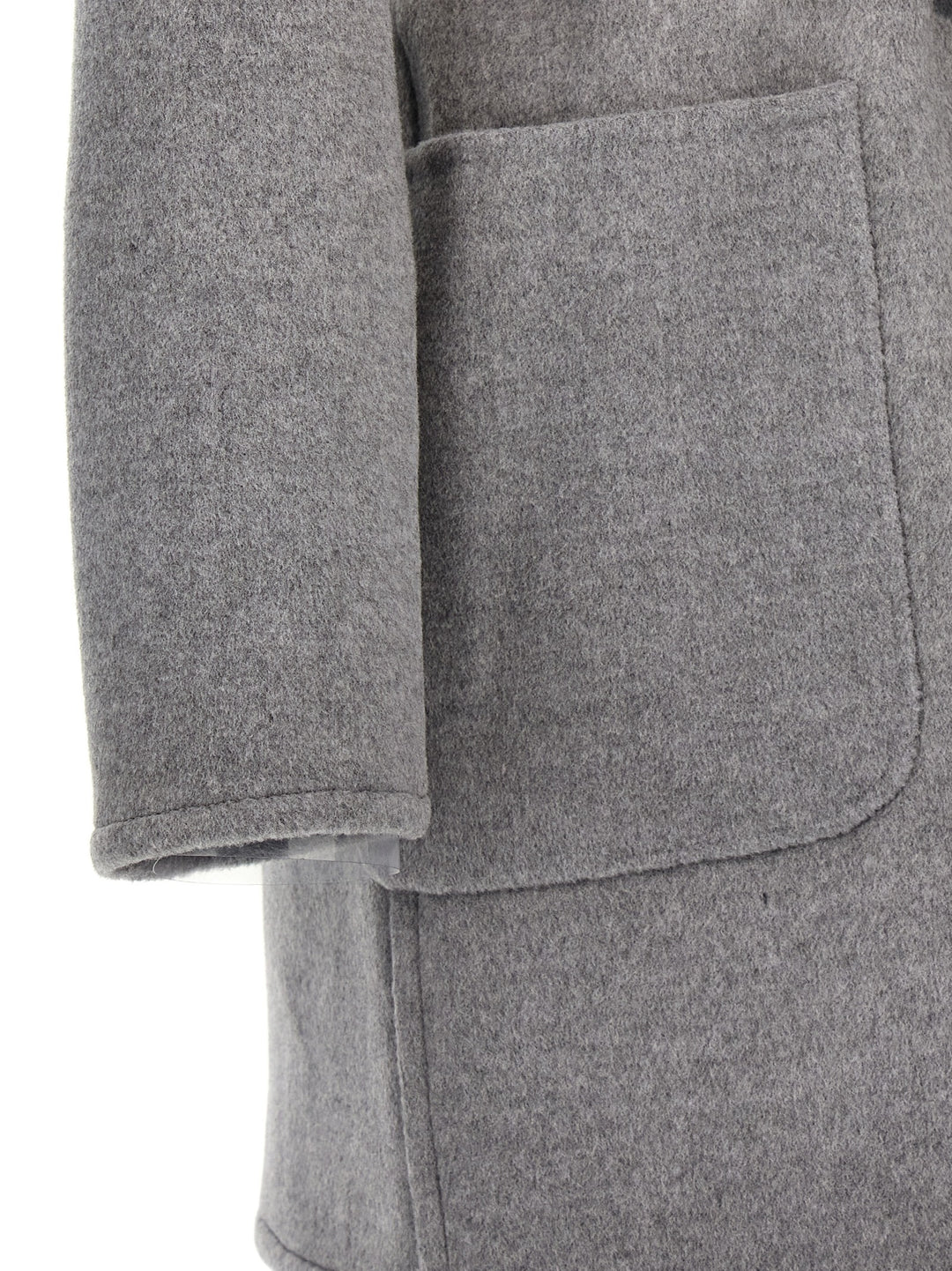 Wool Hooded Coat Trench E Impermeabili Grigio