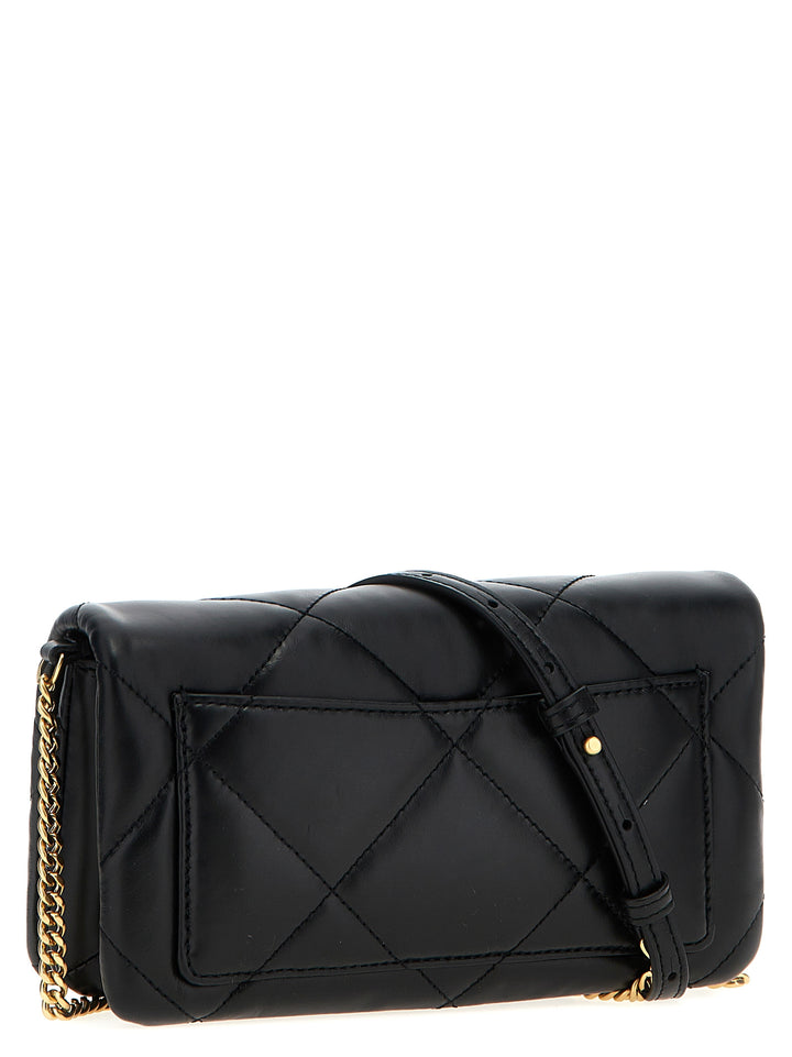 Kira Pave Lobo Diamond Quilt Clutch Nero