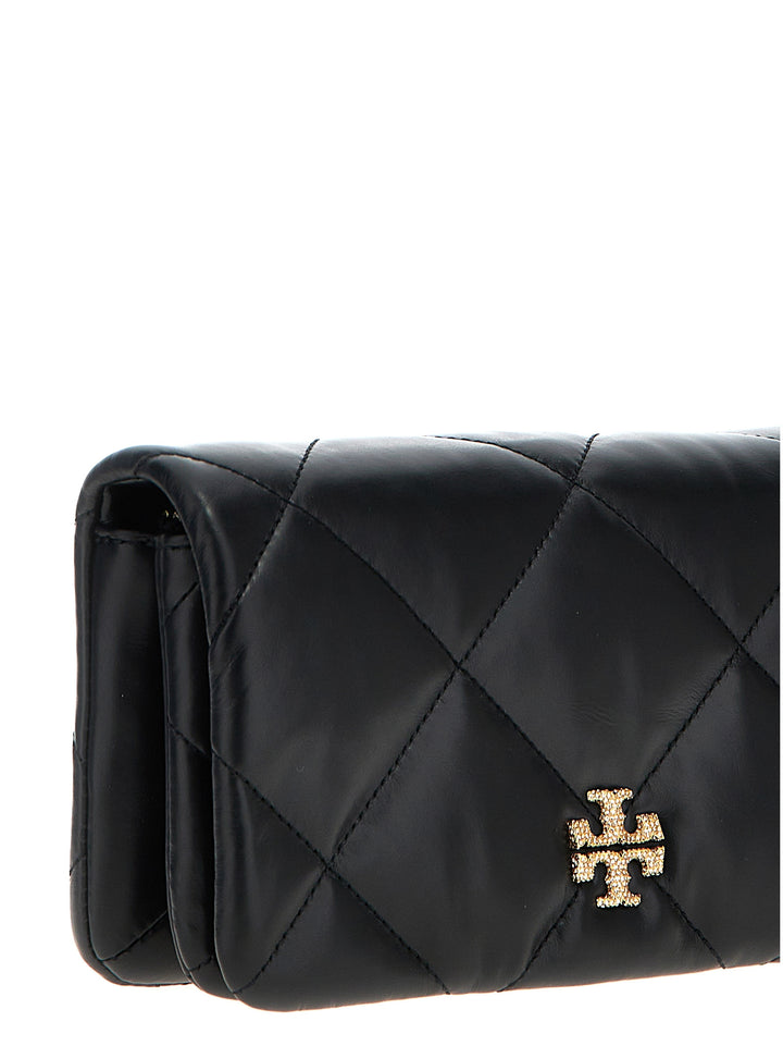 Kira Pave Lobo Diamond Quilt Clutch Nero