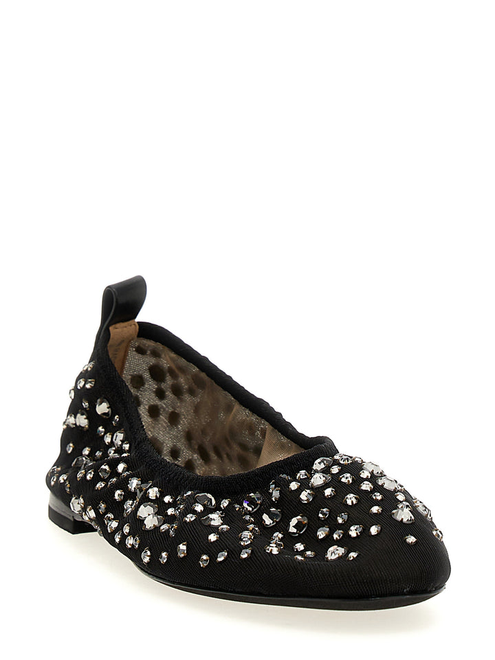 Crystal Flat Shoes Nero