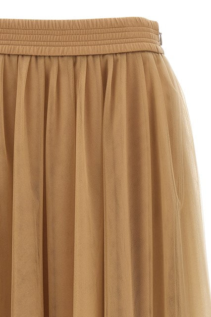 Tulle Midi Skirt Gonne Beige