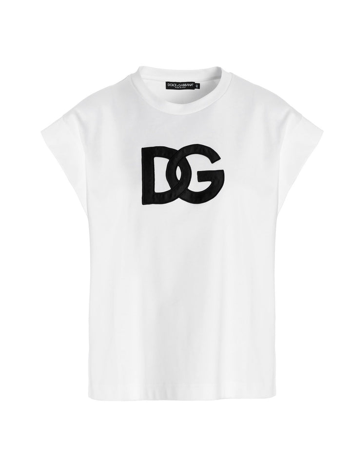 Logo Patch T Shirt Bianco