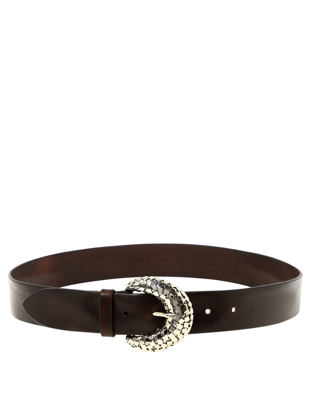 Belt With Silver Buckle Cinture Marrone