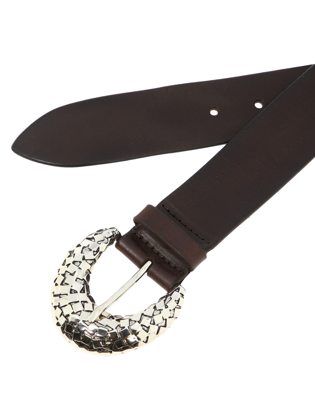 Belt With Silver Buckle Cinture Marrone