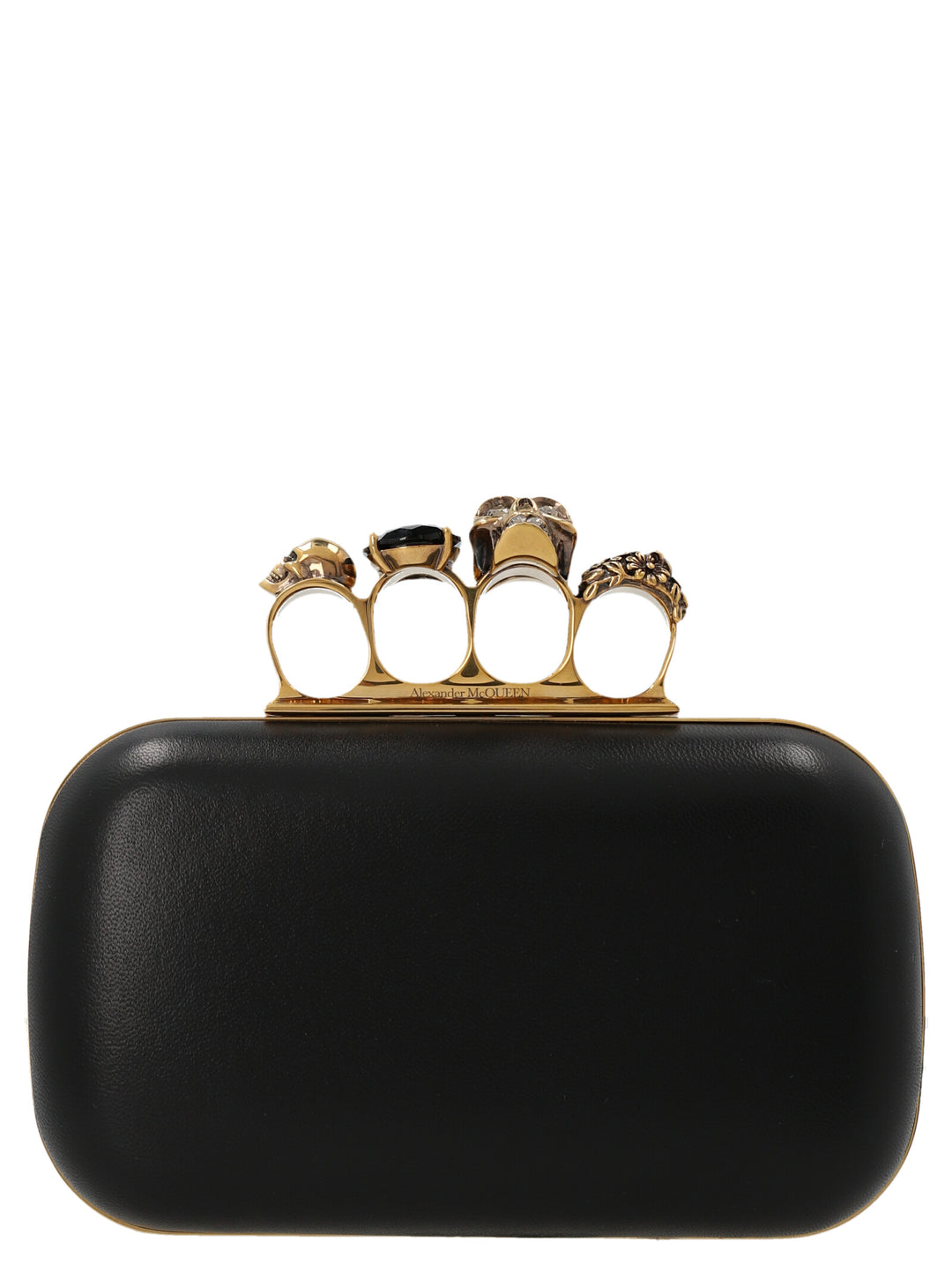 Skull Four Ring Clutch Nero