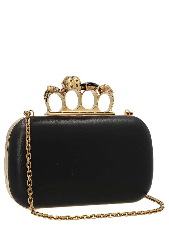 Skull Four Ring Clutch Nero