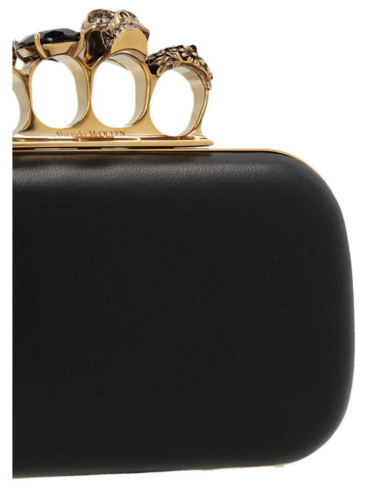 Skull Four Ring Clutch Nero