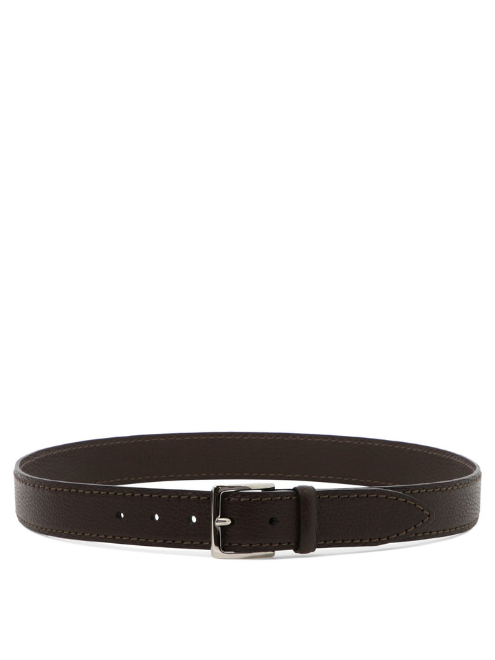 Dollar Leather Belt Cinture Marrone