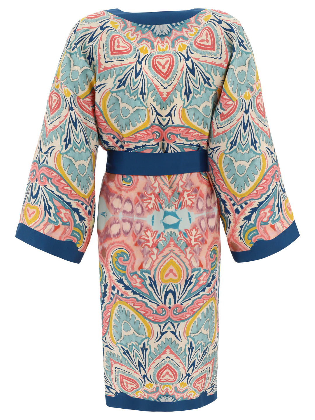 Kimono With Botanical Pattern Top Blu