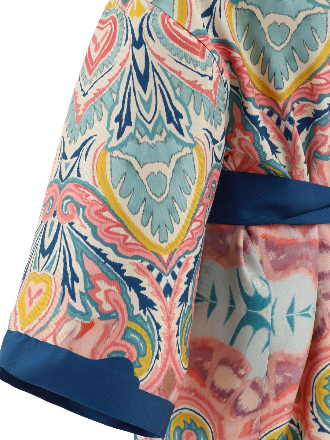 Kimono With Botanical Pattern Top Blu