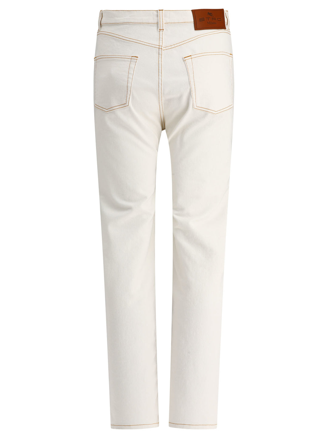 With Side Prints Jeans Bianco