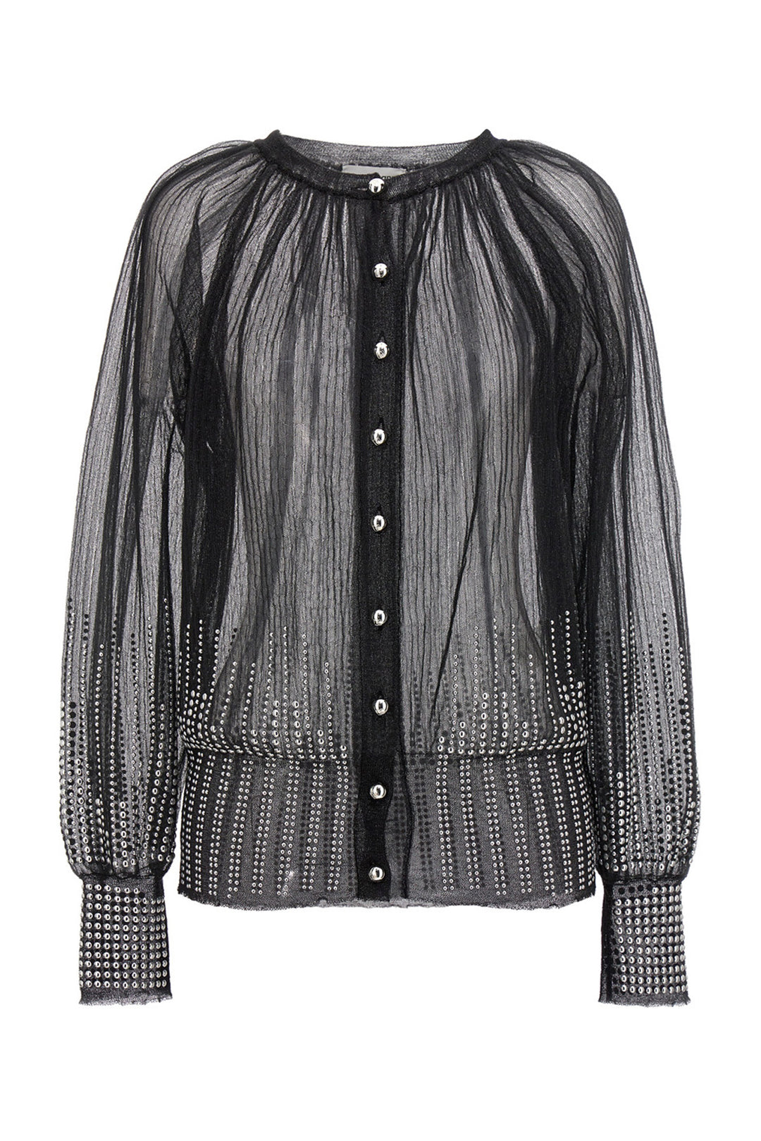 Cardigan Mesh Borchie Maglioni Nero