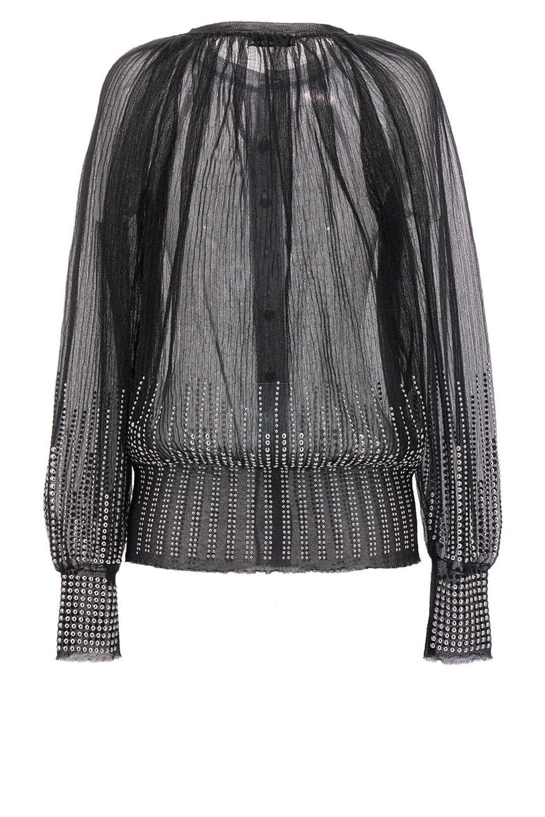 Cardigan Mesh Borchie Maglioni Nero