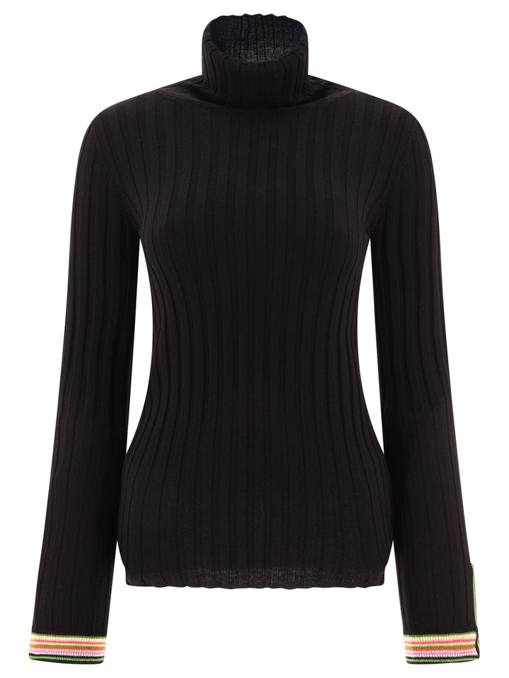 Turtleneck With Contrasting Profiles Knitwear Nero