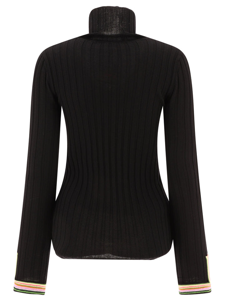 Turtleneck With Contrasting Profiles Knitwear Nero